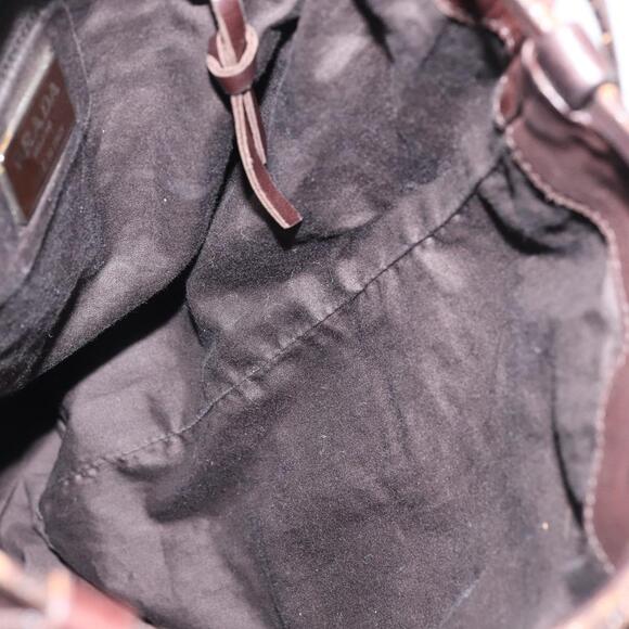 PRADA Shoulder Bag Leather Brown Auth 146605
